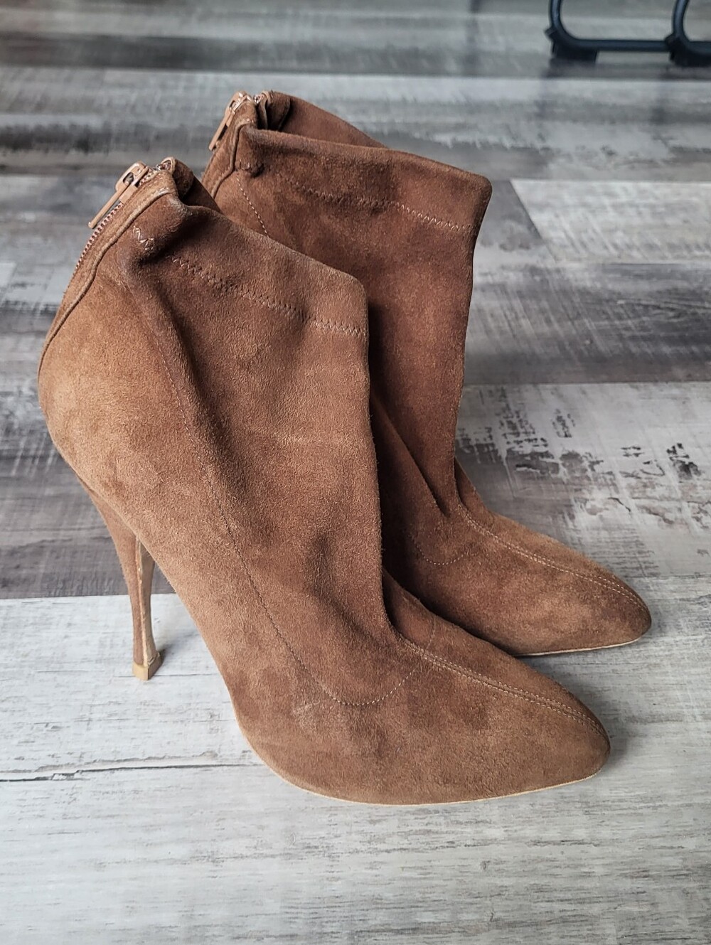 Brian Atwood Brown Suede High Heel Ankle Boots Booties Size 10 US EU 40 Zipp